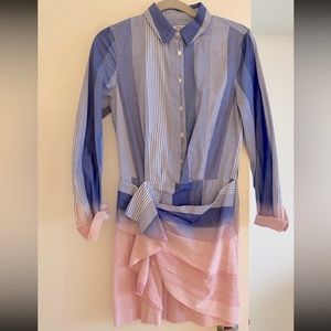 10 Crosby Derek Lam Blue & Pink Pinstripe Shirtdress